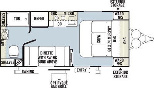 RV Rental Denver MicroLite 19FD Floor Plan
